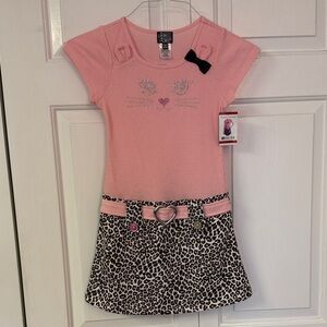 Adorable Pink and Leopard Print Kids Dress